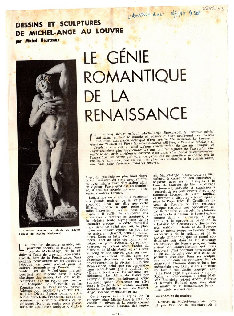 “Le génie romantique de la Renaissance”