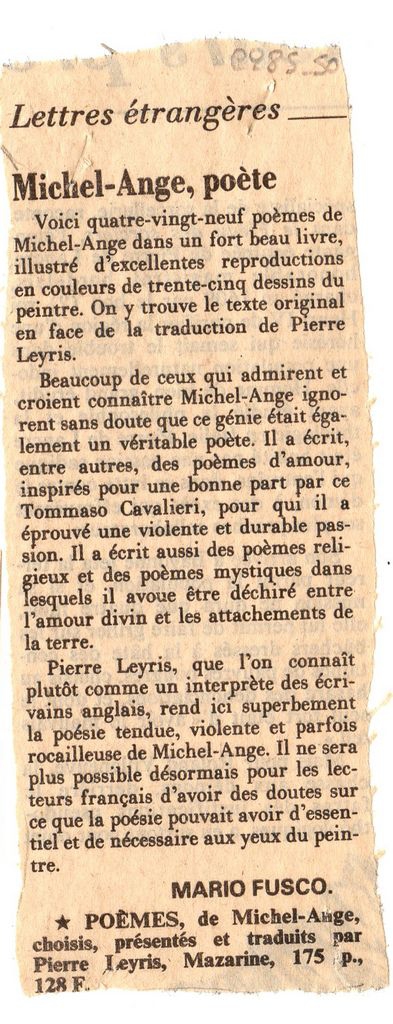 “Michel- Ange, poète”