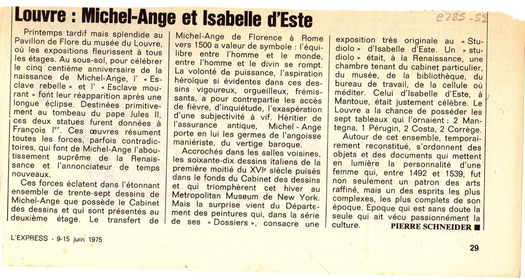 “Louvre Michel -Ange et Isabelle d’ Este”