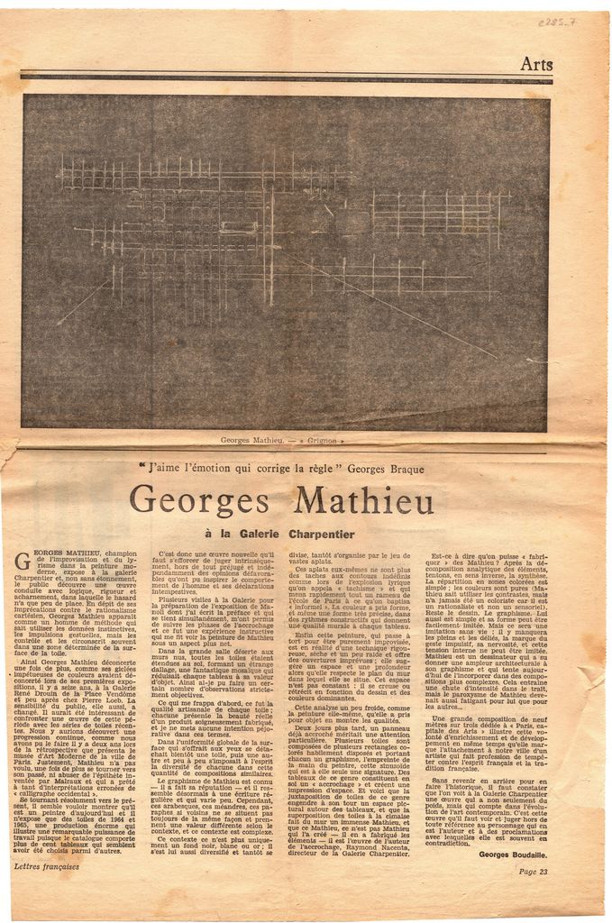 “Georges Mathieu à la Galerie Charpentier”