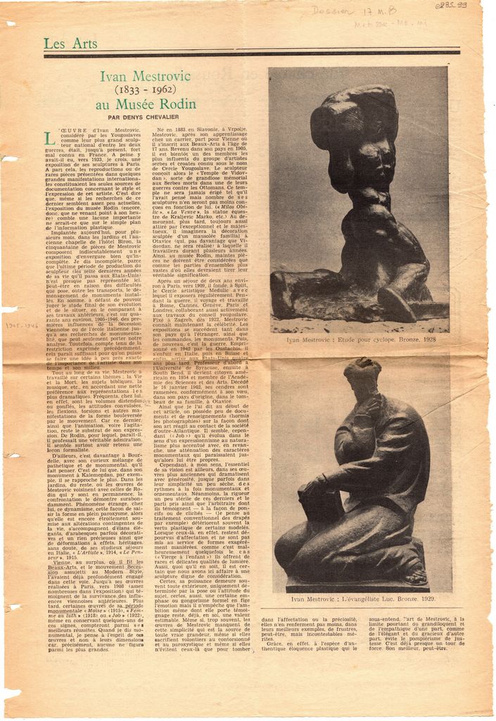 “Ivan Mestrović au Musée Rodin”