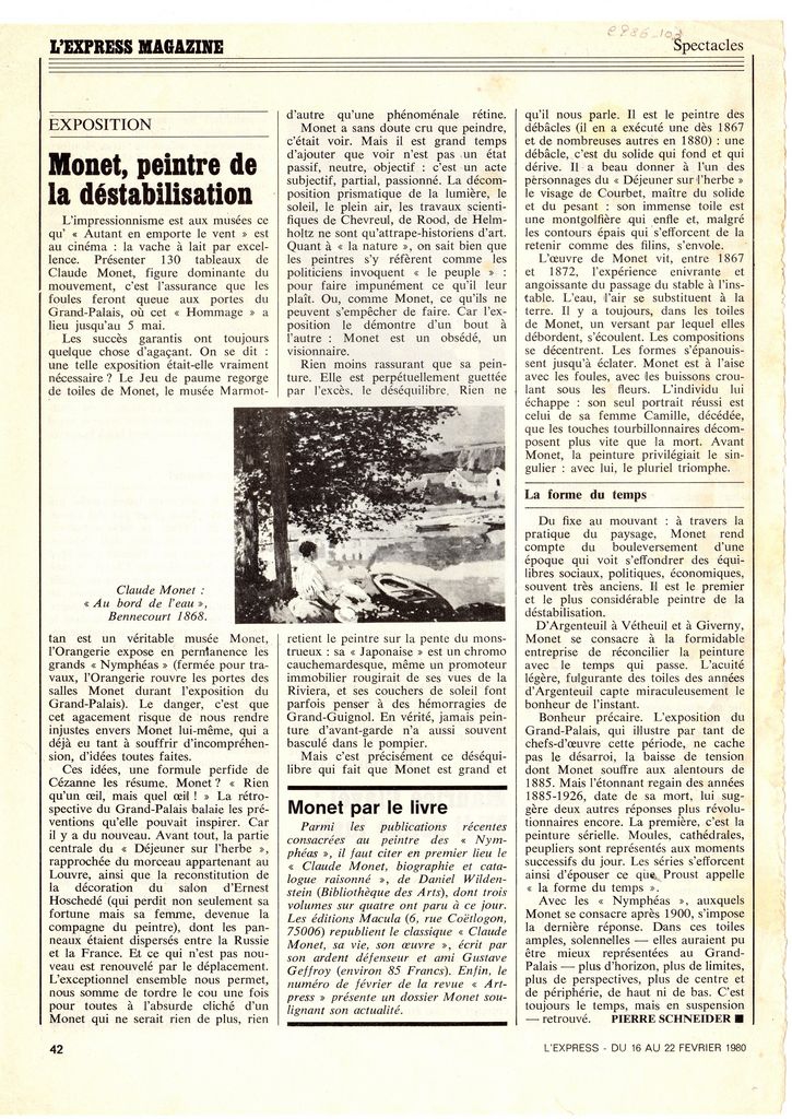 “Monet peintre de la déstabilisation”