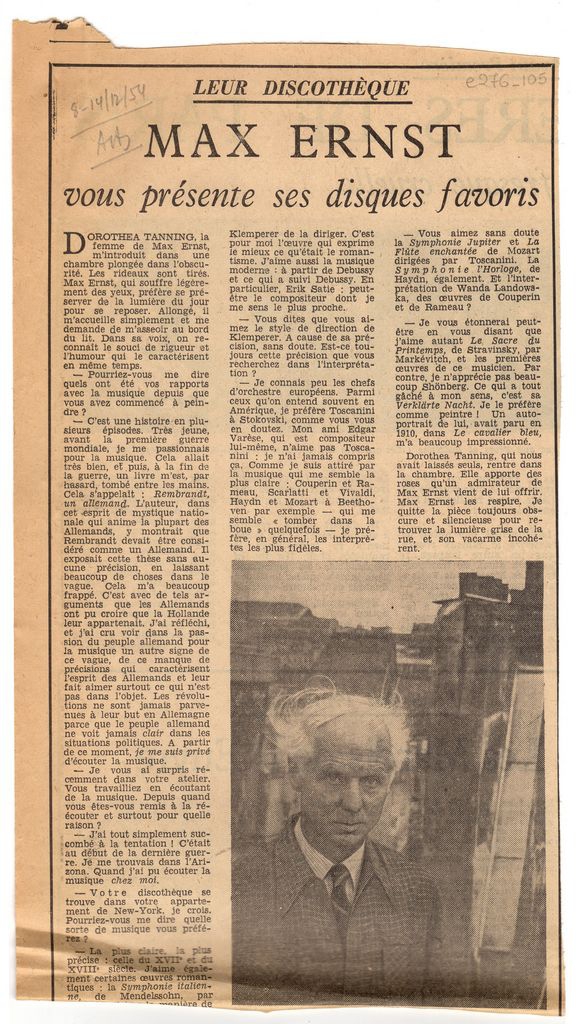 “Max Ernst vous présente ses disques favoris”