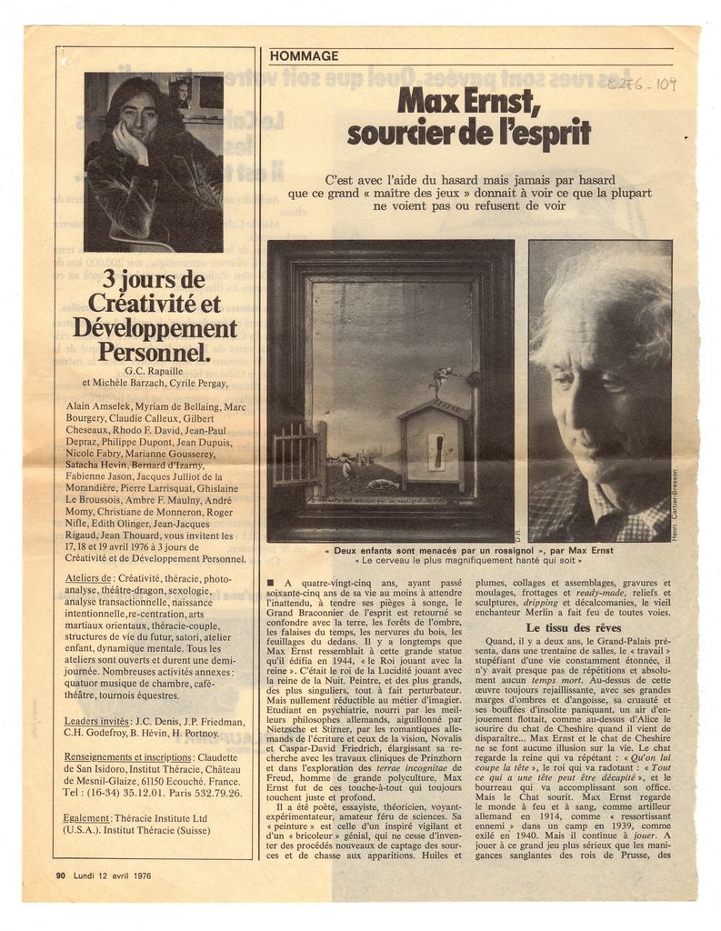 “Max Ernst, sourcier de l’ esprit”