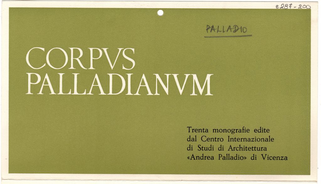 Έντυπο για την έκδοση “Corpus Palladianum”