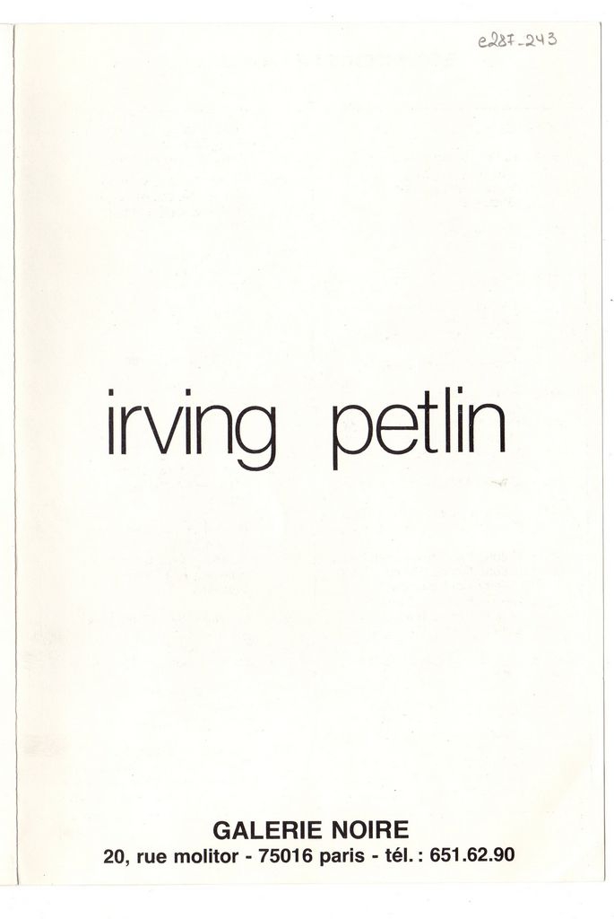 Έκθεση “Irving Petlin”
