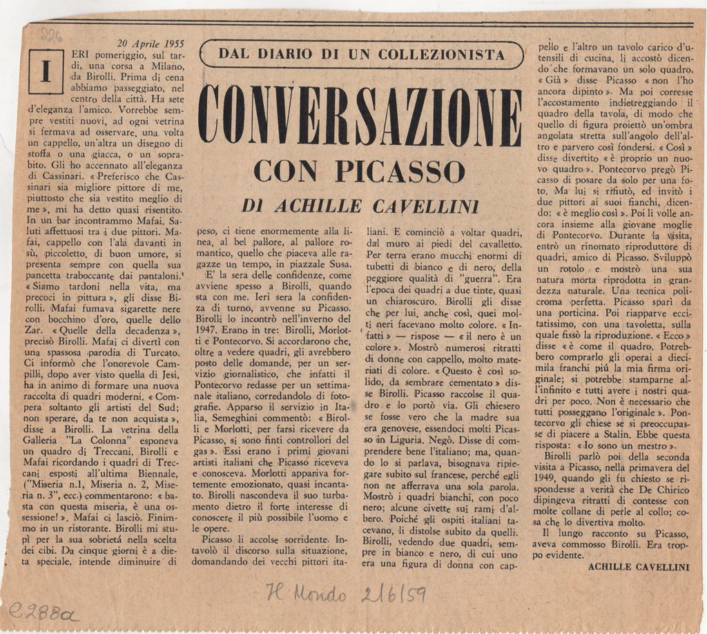 “Conversazione con Picasso”