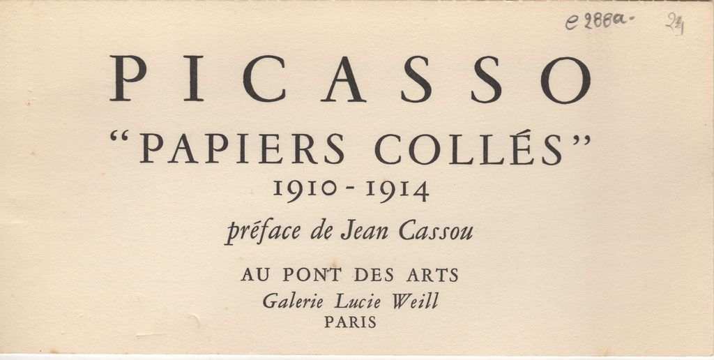 Έντυπο “Picasso. Papiers Collés 1910-1914”