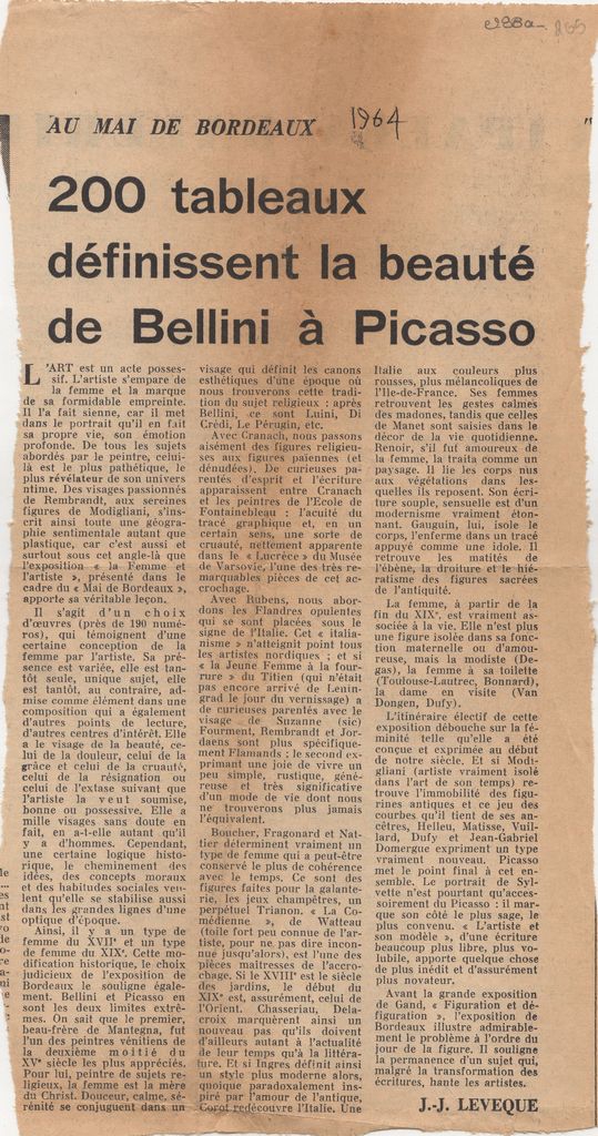 “200 tableaux définissent la beauté de Bellini à Picasso”