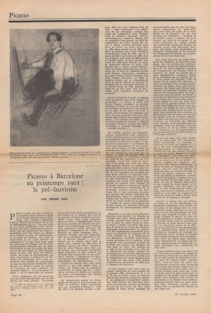 “Picasso à Barcelone au printemps 1901: le pré-fauvisme”