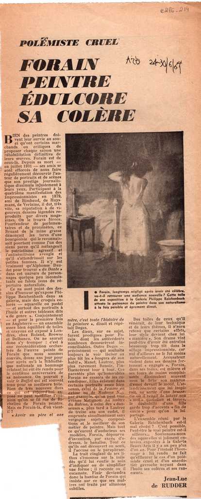 “Polémiste cruel. Forain peintre éducolore sa colère”