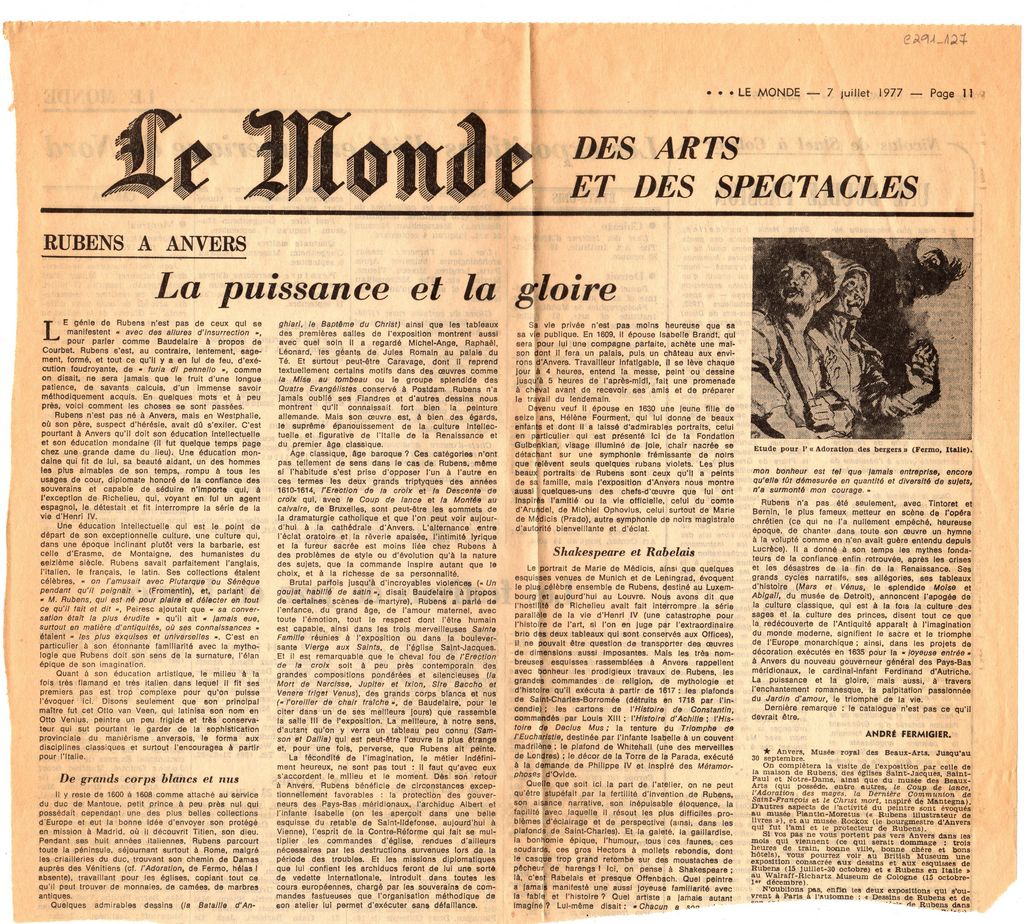 “Rubens à Anvers. La puissance et la gloire”