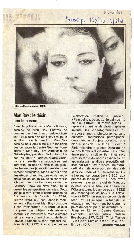 “Man Ray le désir, non le besoin”