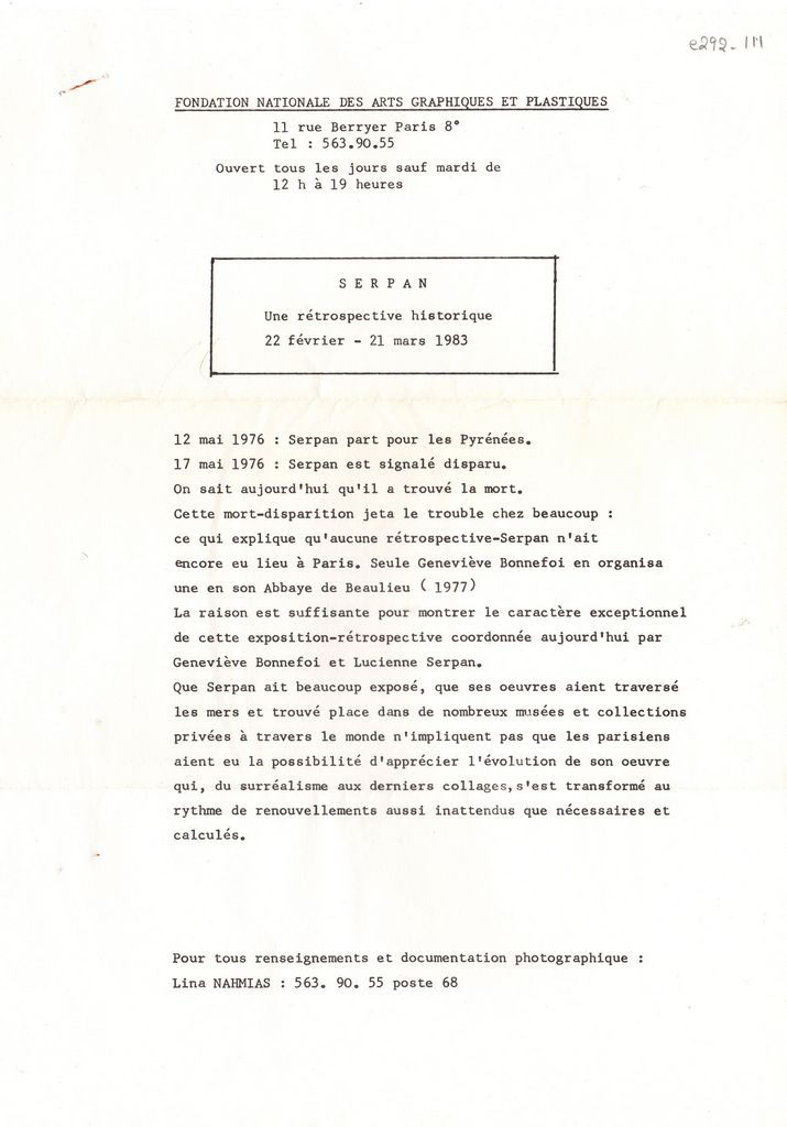 Έκθεση “Serpan. Une rétrospective historique”