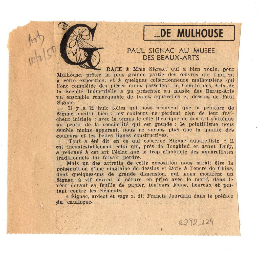 “Paul Signac au Musée des Beaux-Arts”