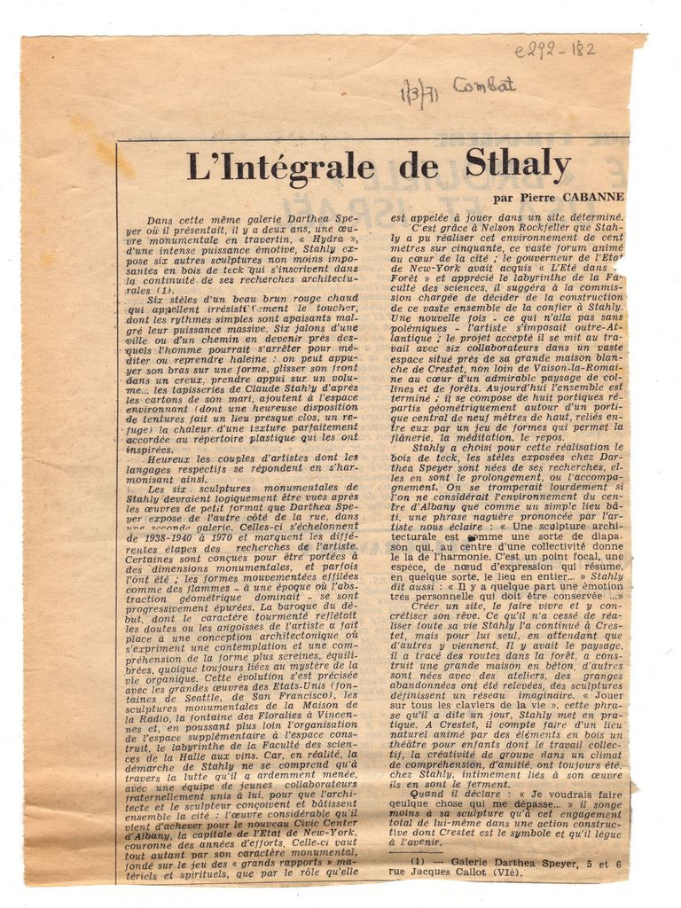 “L’Intégrale de Sthaly”