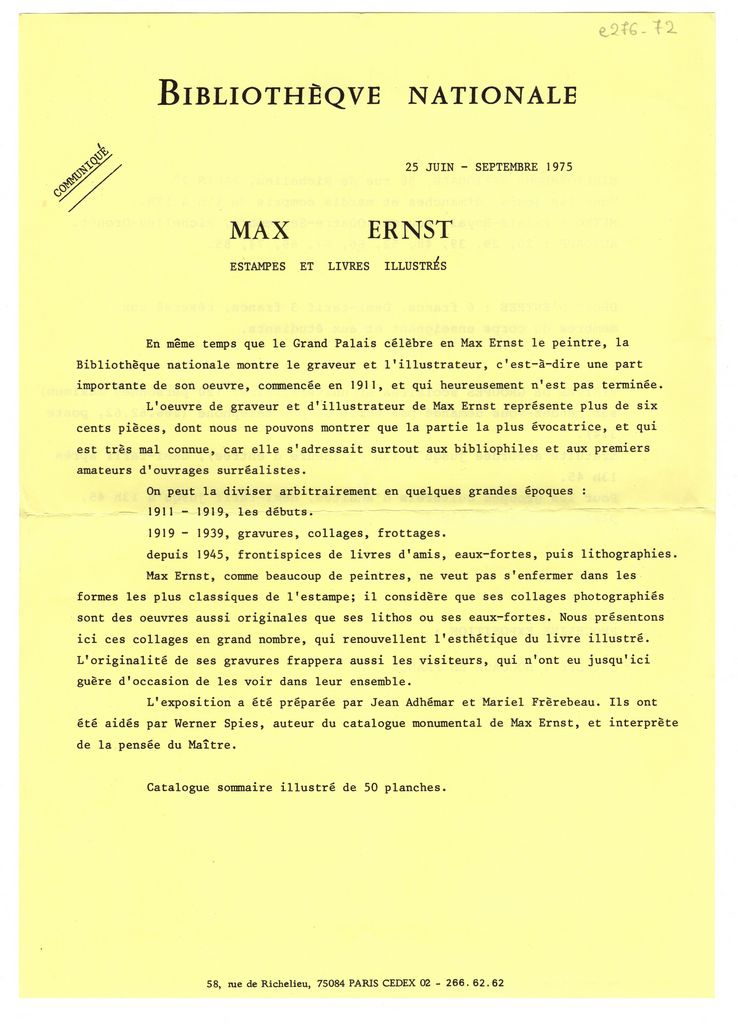 Έκθεση Max Ernst “Estampes et livres illustrés”