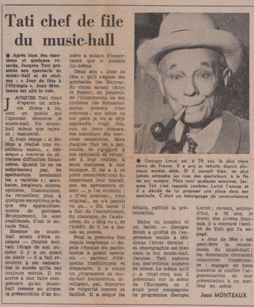 “Tati chef de file du music-hall”