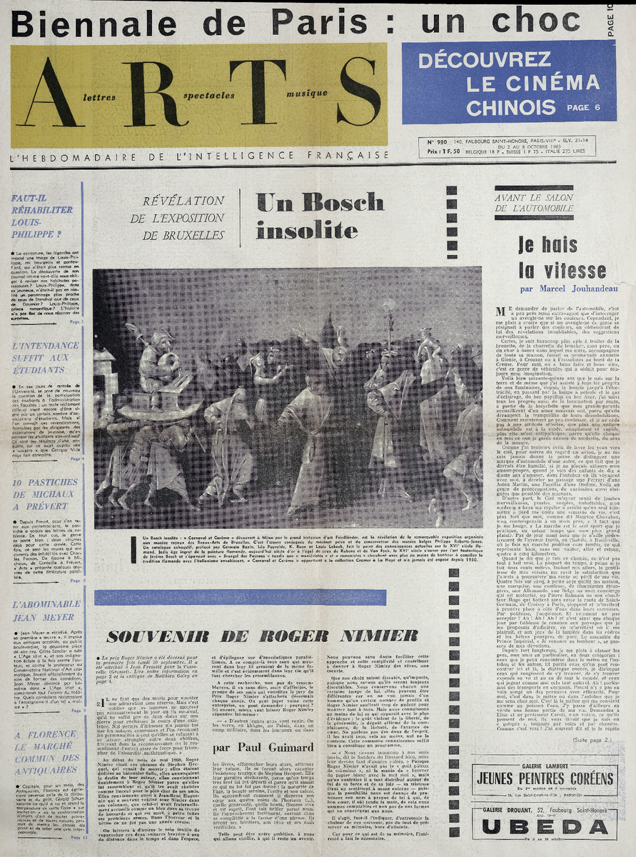 “Biennale de Paris: un choc. Un Bosch insolite”
