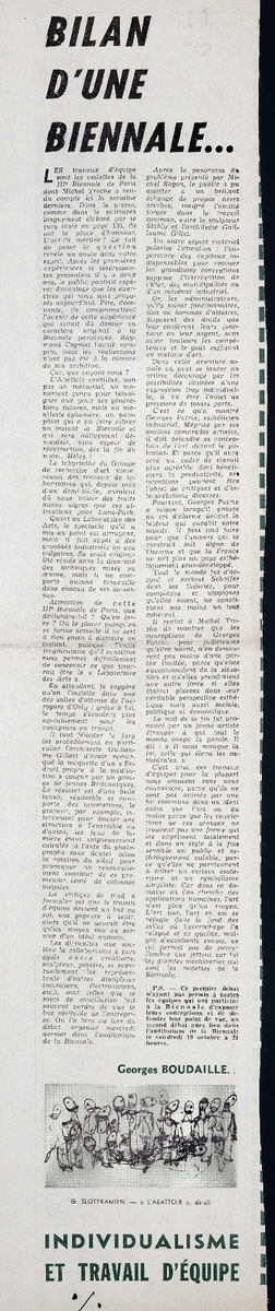 “Bilan d’ une Biennale…”