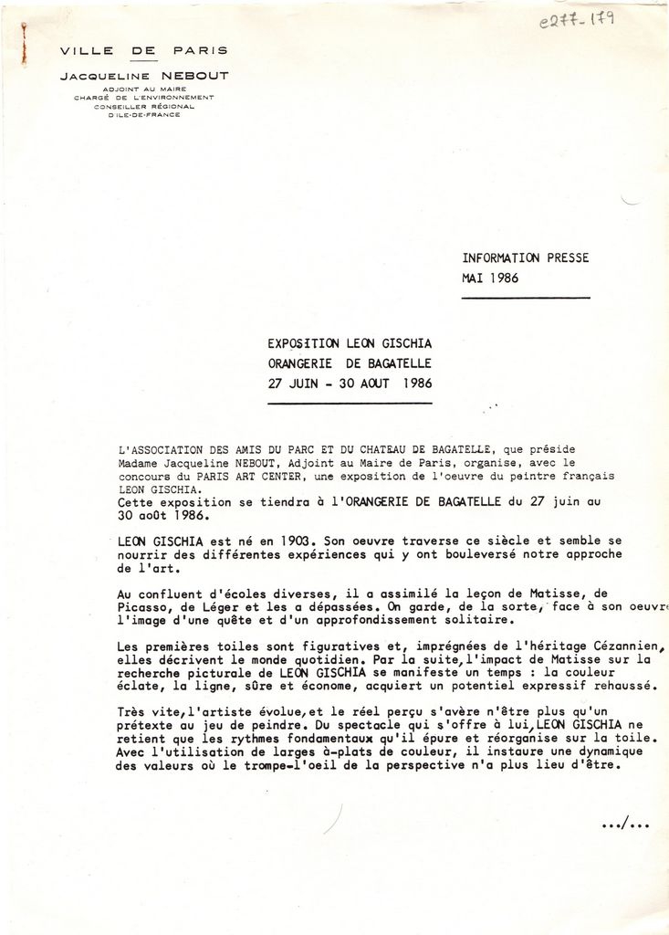 Έκθεση “Exposition Léon Gischia”