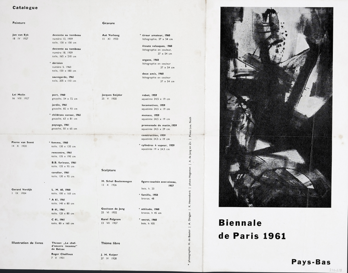 Biennale de Paris 1961, Pays-Bas