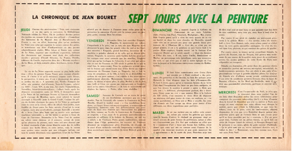 “Sept jours avec la peinture”