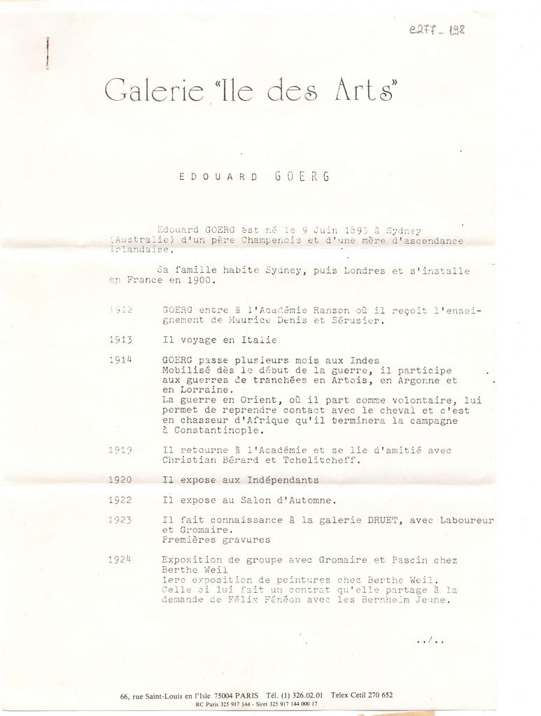 Βιογραφικό του Edouard Goerg