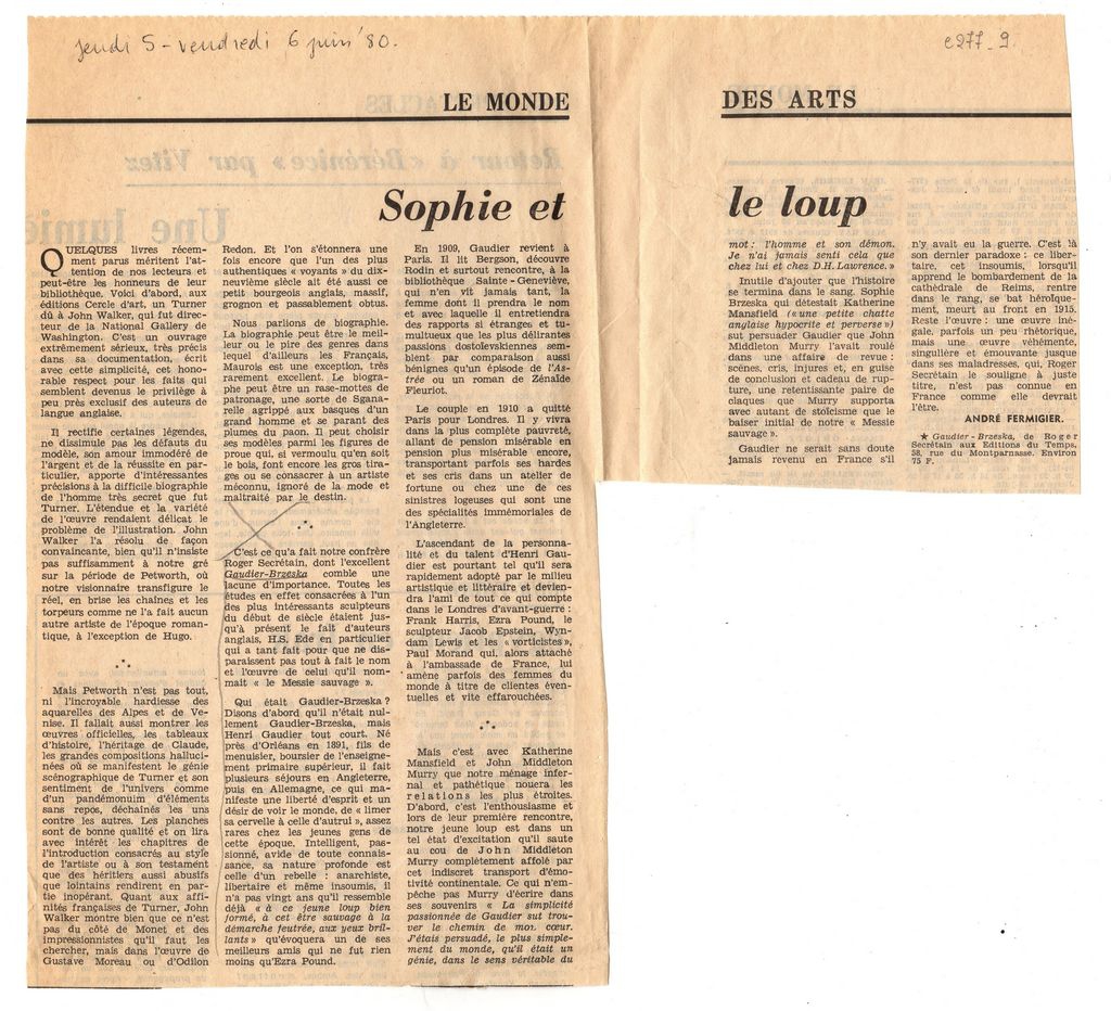 “Sophie et le loup”