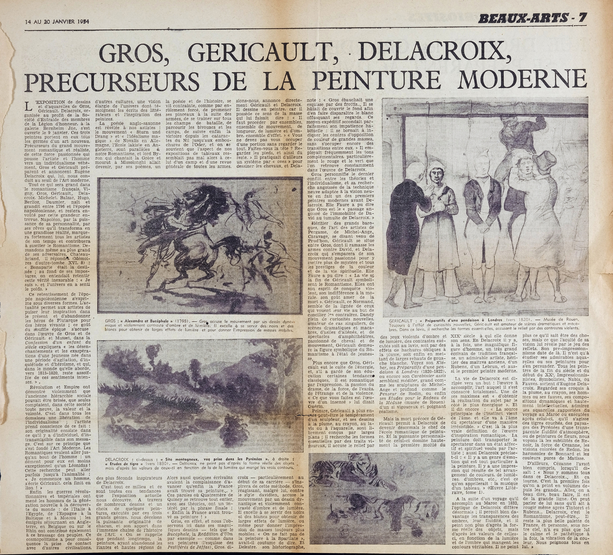 “Gros, Géricault, Delacroix, precurseurs de la peinture moderne”