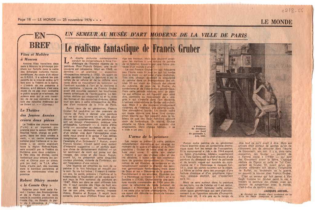 “Le réalisme fantastique de Francis Gruber”