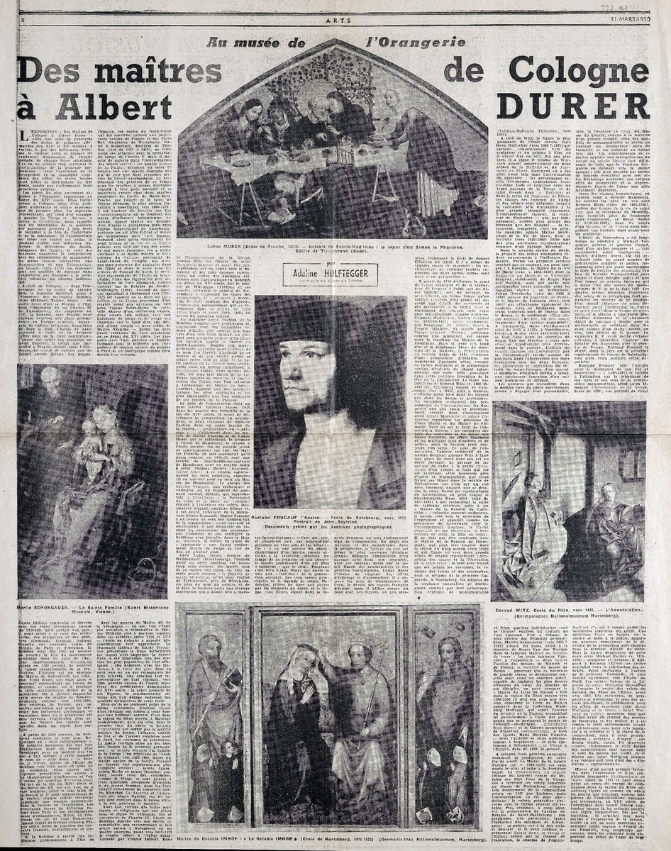 “Des maîtres de Cologne à Albert Durer. Au musée de l’Orangerie”
