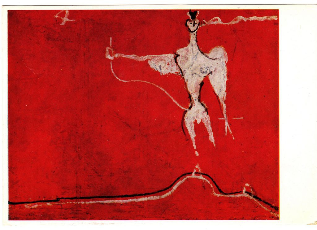 Αναπαραγωγή έργου “Angelo ribelle fondo rosso”
