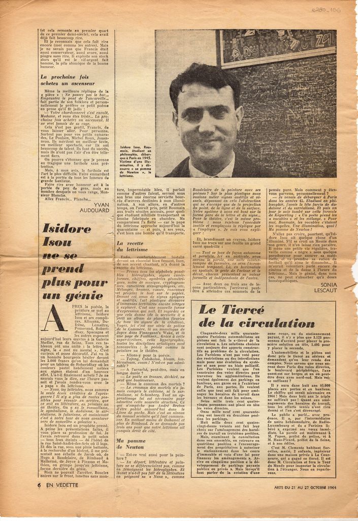 “Isidore Isou ne se prend plus pour un génie”