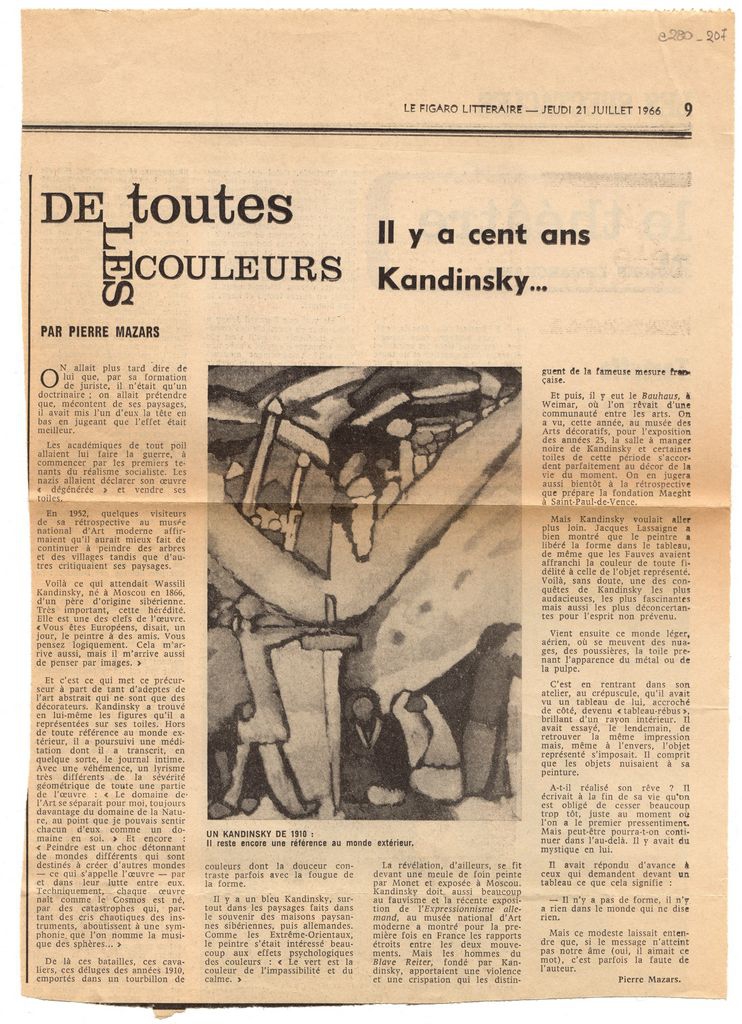 “Il y a cent ans Kandinsky….”