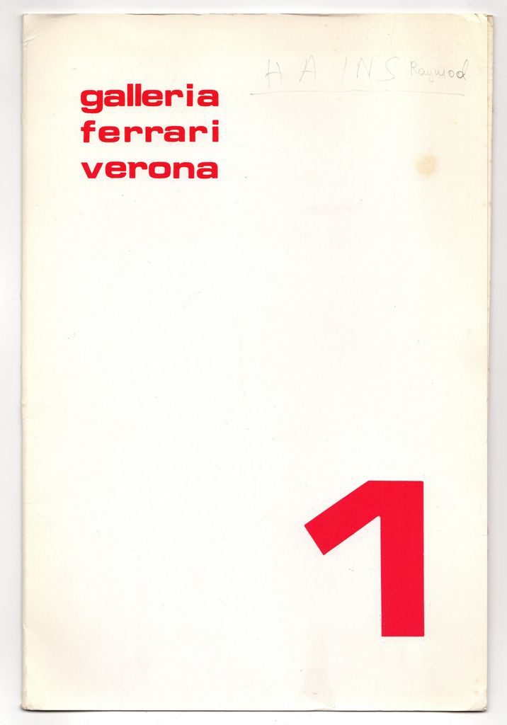 Έντυπο έκθεσης, Raymond Hains, Galleria Ferrari, Verona, 1970 (5 φφ και φάκελος από χαρτόνι).