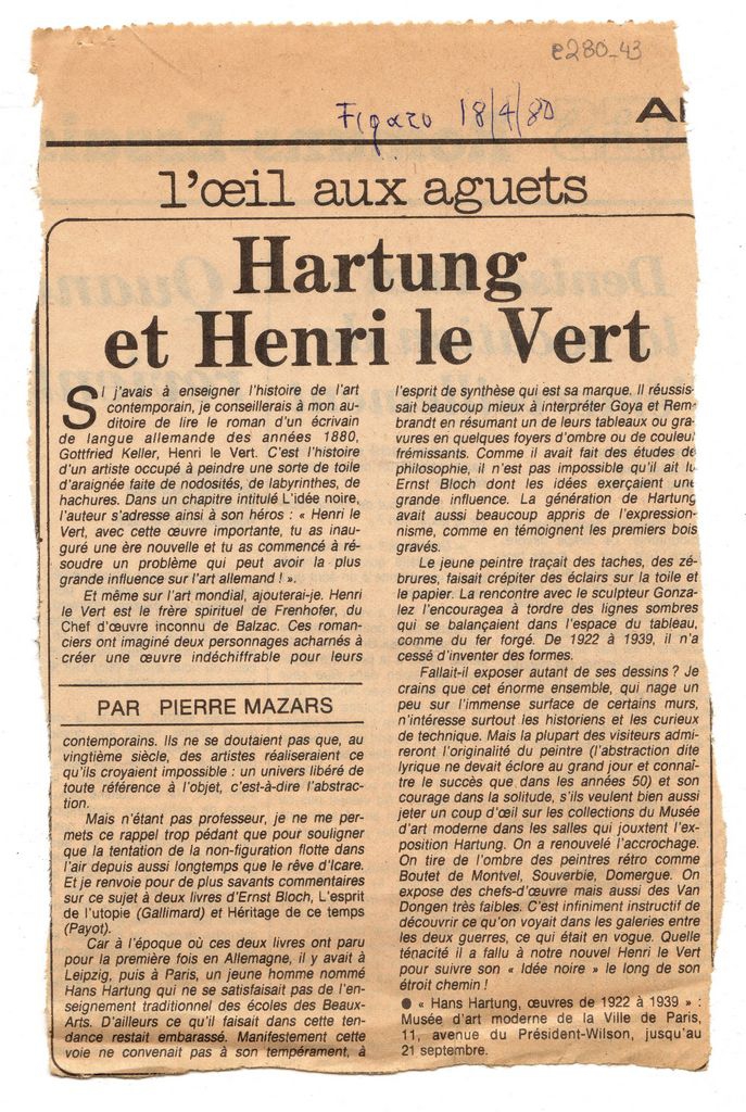 “Hartung et Henri le Vert”