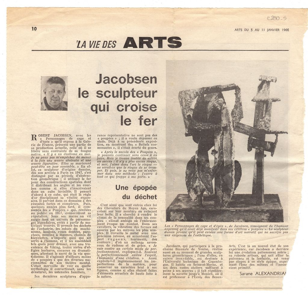 “Jacobsen le sculpteur qui croise le fer”