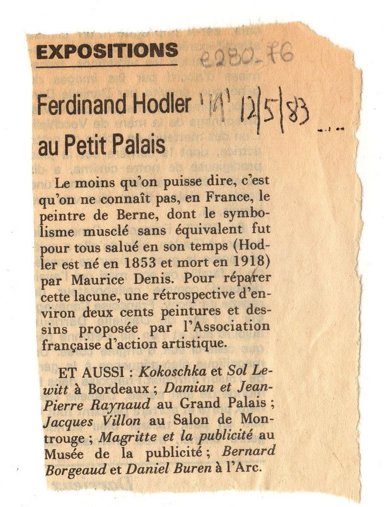 “Ferdinand Hodler au Petit Palais”