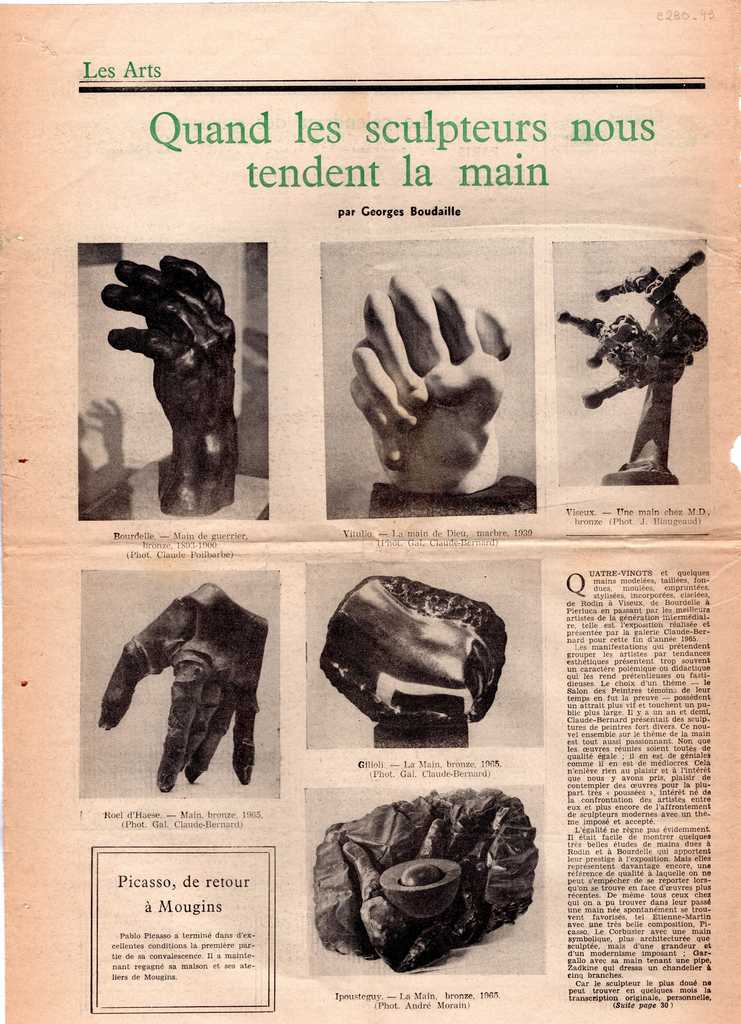 “Quand les sculpteurs nous tendent la main”