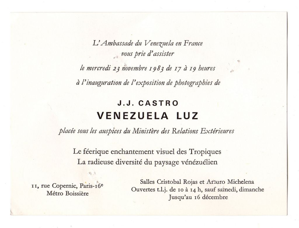 Έκθεση του J.J. Castro “Venezuela Luz”