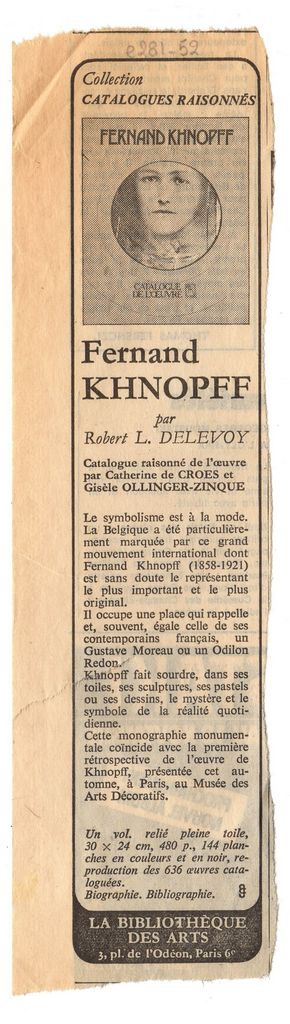 Έκδοση “Fernand Khnopff par Robert L. Delevoy”