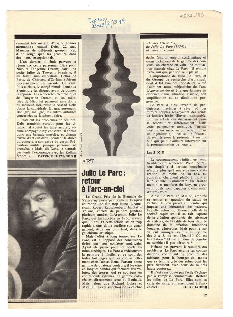 “Julio Le Parc: Retour à l’ arc-en-ciel”