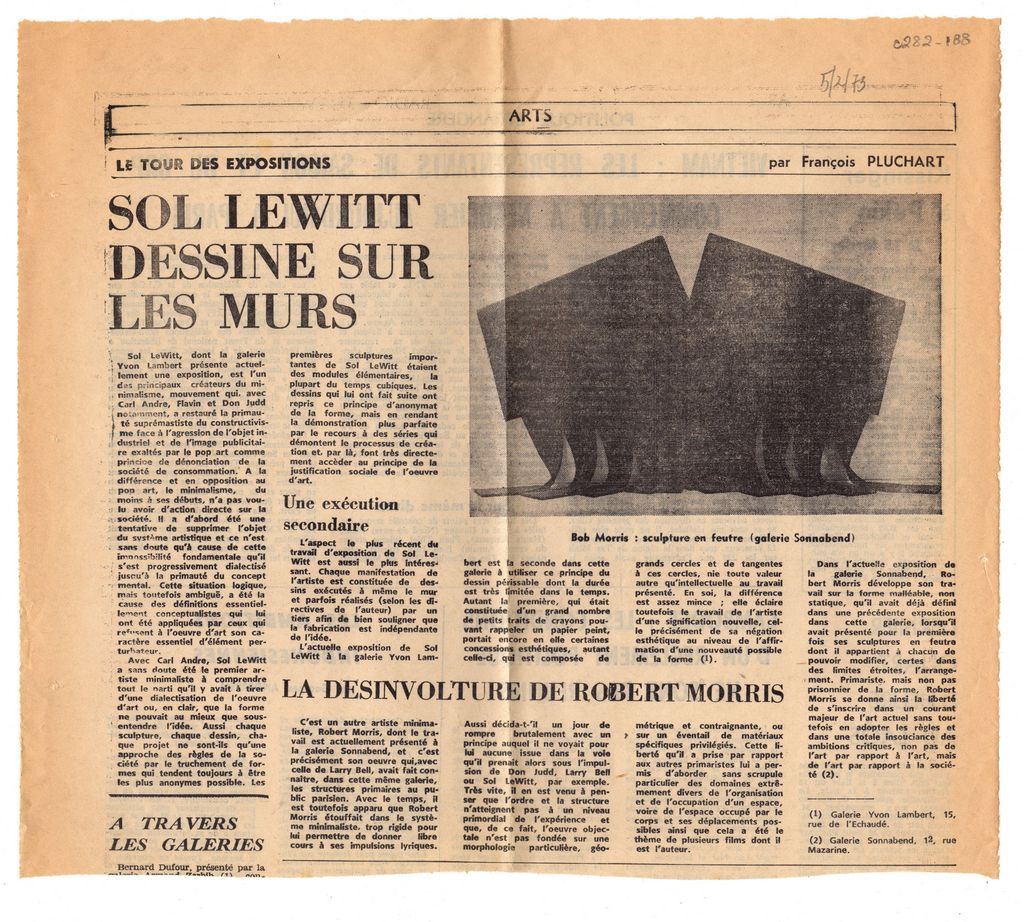 “Sol Lewitt Dessine sur les murs”