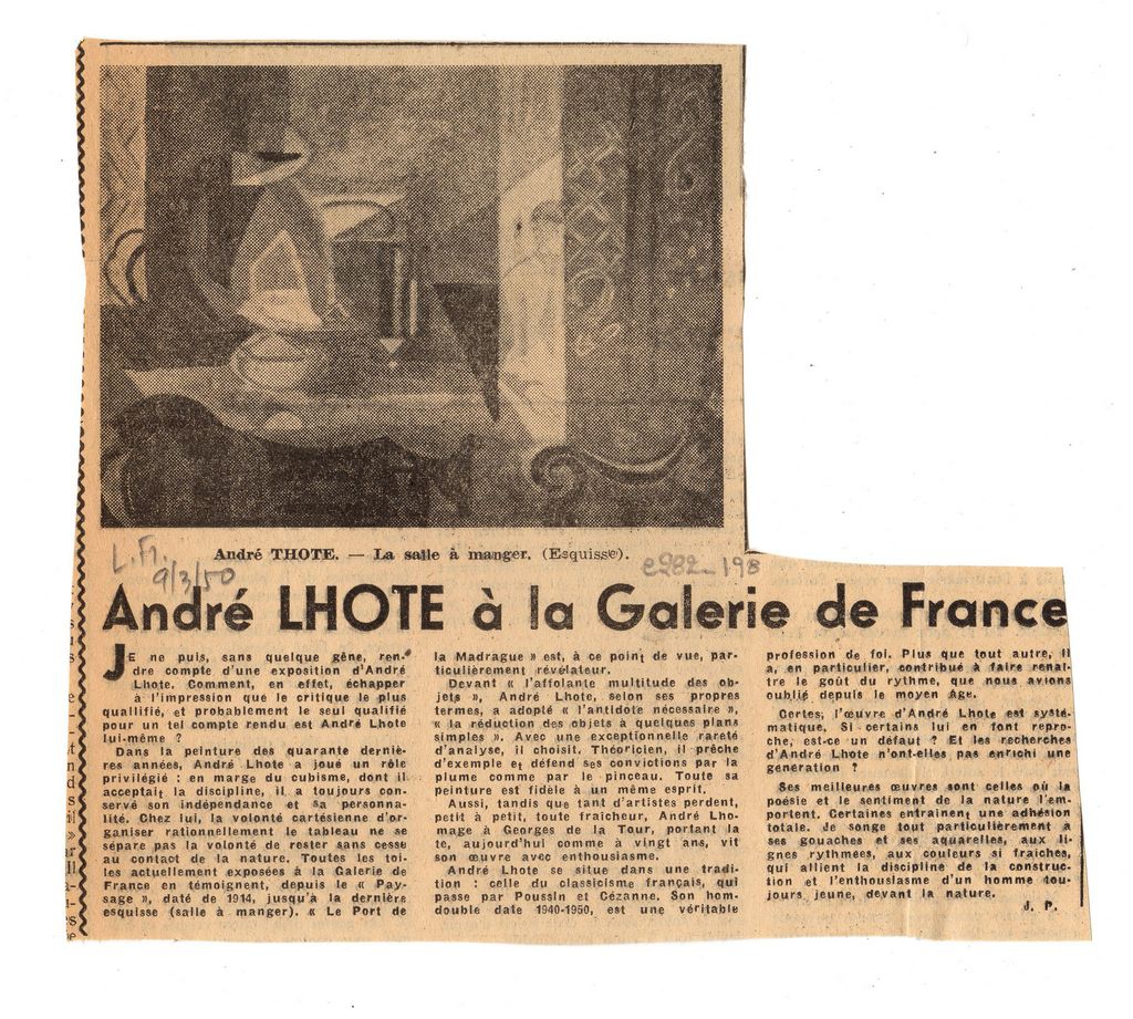 “André Lhote à Galerie de France”
