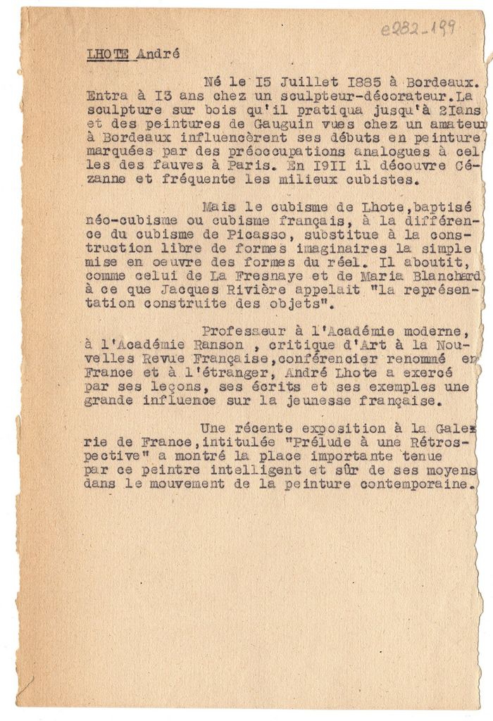 Βιογραφικό σημείωμα του André Lhote