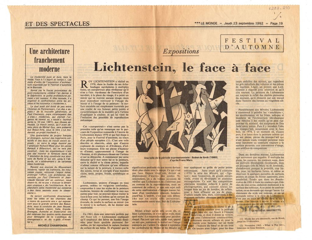 “Lichtenstein, le face à face”