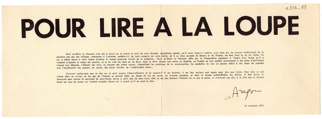 “Pour lire à la loupe”