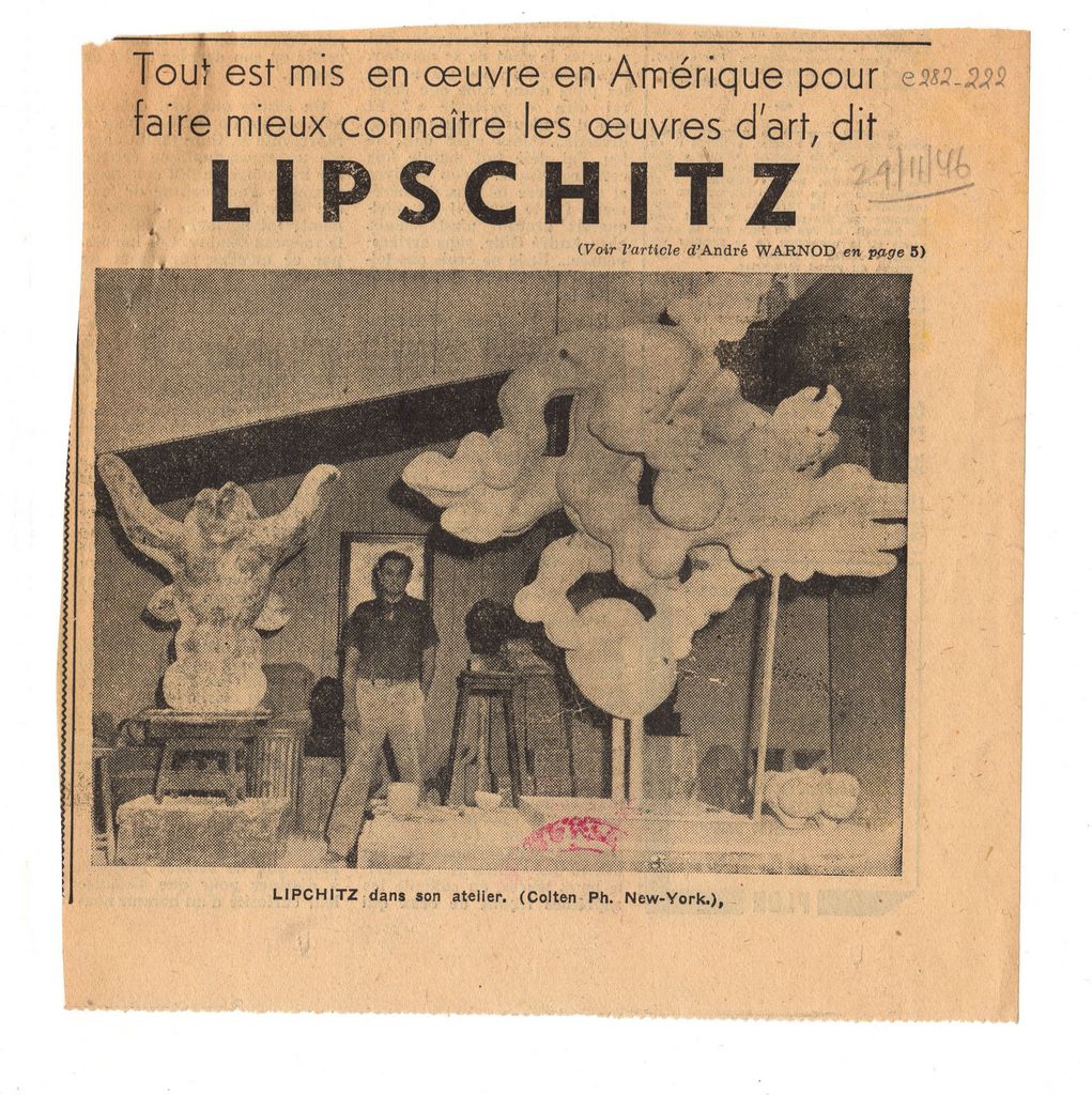 “Tout est mis en oeuvre en Amérique pour faire mieux connaître les oeuvres d’ art, dit Lipschitz”