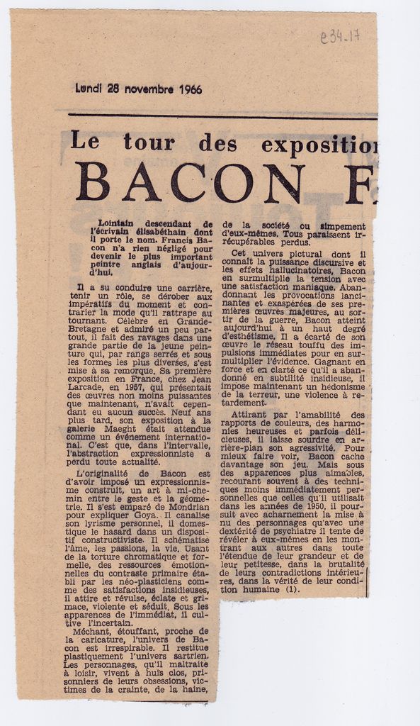 Κριτική έκθεσης του Fr. Bacon